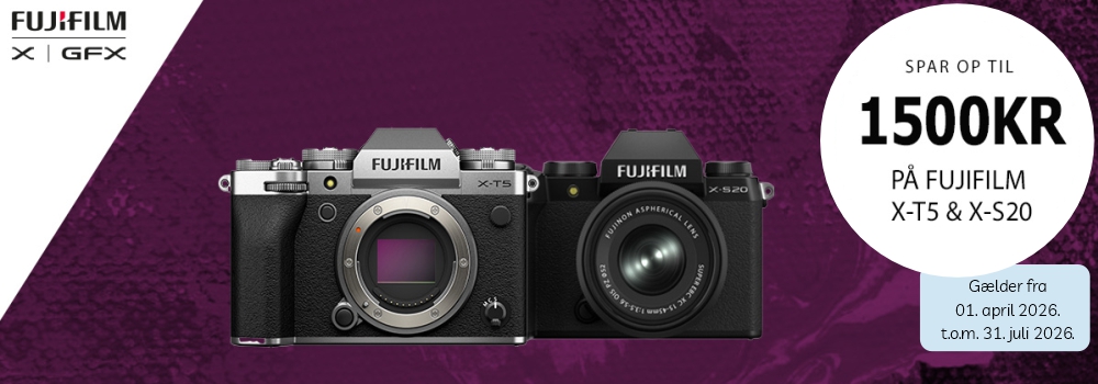 Fujifilms Forårs kampagne. Kombiner og Expander i fujifilm. Spar op til 1.500 kr. på udvalgte kameraer og objektiver.